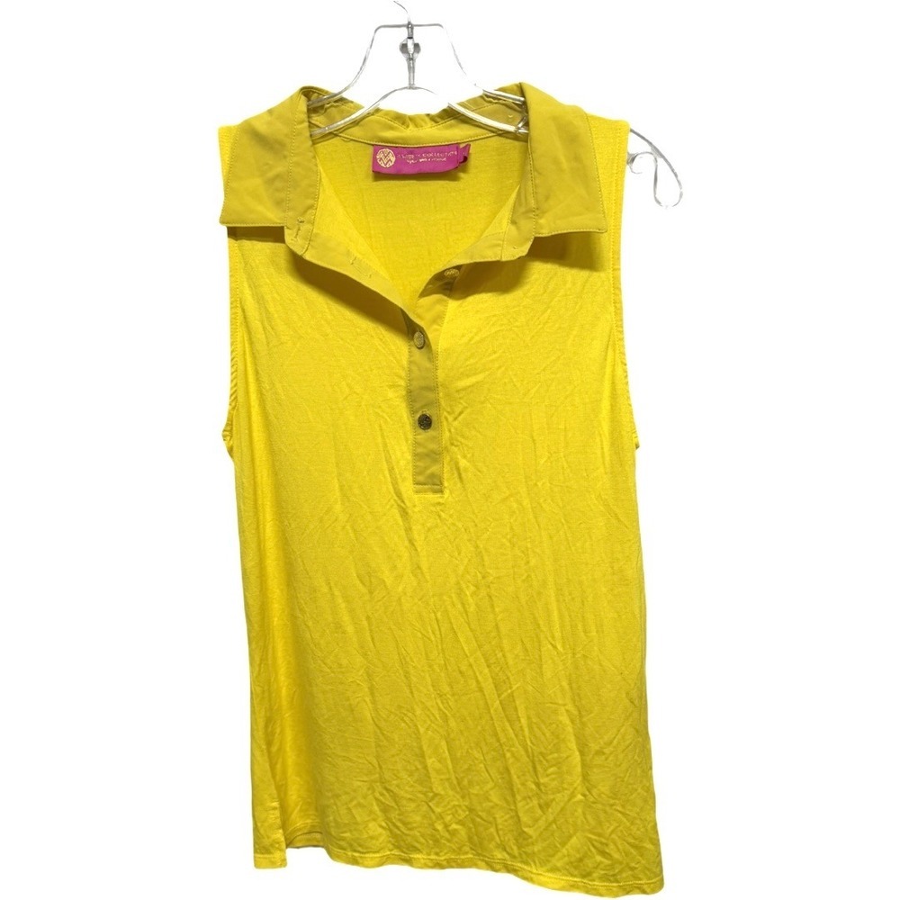 Maceoo Collection by Margarett Josephs Yellow Sleeveless Polo Top Medium Stretch